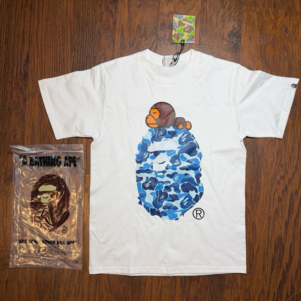 A BATHING APE Blue Camo Ape Head T-Shirt